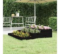 SKTQYQO Fioriera Nera in Legno Massello di Pino 107x107x27 cm con Design a Scala per Piante e Ortaggi, Struttura Robusta e Stabile per Decorazione Giardino, Ideale per Coltivazione