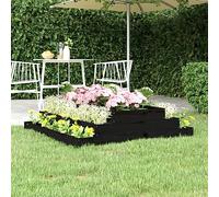 SKTQYQO Fioriera Nera in Legno Massello di Pino 110x110x27 cm con Design a Scala per Piante e Ortaggi, Struttura Robusta e Stabile per Decorazione Giardino, Vaso da Fiori con Diverse