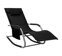 SKTQYQO Lettino Prendisole in Textilene Nero e Grigio con Cuscino e Borsa Laterale, Sedia a Sdraio Resistenti agli Agenti Atmosferici per Giardino e Spiaggia, Telaio in Acciaio