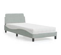 SKTQYQO Letto con Materasso Grigio Chiaro Struttura letto per camere da letto Letto Multifunzione Adatto per hotel e studi 90x200 cm in Velluto