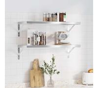 SKTQYQO Mensole a Muro 2 Pezzi Argento in Acciaio Inossidabile 75x30x3 cm per Soggiorno e Camera da Letto, Scaffale Sospeso Multifunzionale Resistente e Facile da Installare