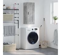 SKTQYQO Mobile a Parete Grigio Cemento 34,5x34x90 cm Legno Multistrato con 3 Ante, Armadietto Pensile per Soggiorno Camera Studio, Design Moderno, Montaggio a Parete, Maniglia