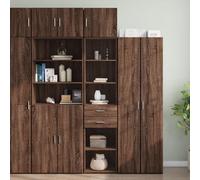 SKTQYQO Mobile Sottile Rovere Marrone 45x42,5x225 cm in Truciolato con 6 Scomparti e 2 Armadietti, Mobile Contenitore Alto Salvaspazio per Soggiorno Camera da Letto, Design Modulare