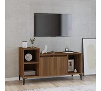 SKTQYQO Mobile TV Classico in Legno Multistrato Rovere Marrone 100x35x55 cm con Ante e Scomparti per Lettori DVD Console Dispositivi Streaming Supporti Multimediali