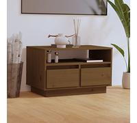 SKTQYQO Mobile TV in Legno Massello di Pino, Credenza con Piedini Flottanti, Scomparto a Giorno e 2 Cassetti, Ideale per DVD e Console di Gioco, Colore Marrone Ambra,
