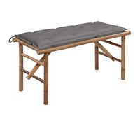 SKTQYQO Panca da Giardino Pieghevole in Bambù con Cuscino Grigio 118 cm, Portatile e Resistente alle Intemperie per Esterni, Facile da Pulire e Riporre, Ideale per Relax e Arredo,