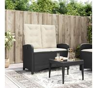 SKTQYQO Panca Reclinabile da Giardino in Polyrattan Nero con Cuscini Sfoderabili, Schienale Regolabile e Struttura in Acciaio Verniciato, Arredo Esterno Comodo e Resistente alle