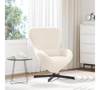 SKTQYQO Poltrona a Uovo Girevole in Tessuto Panna Simile alla Lana Riccia, Design Ergonomico Moderno per Soggiorno, Seduta Comoda e Ampia con Supporto fino a 150 kg, Facile da Pulire