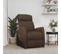 SKTQYQO Poltrona Alzapersona Reclinabile Manuale in Tessuto Marrone con Funzione Sollevamento Elettrico e 3 Posizioni, Struttura Stabile in Legno e Metallo, Seduta Imbottita