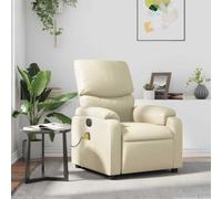 SKTQYQO Poltrona Massaggiante Reclinabile Manuale in Similpelle Crema con 6 Punti Vibrazione e Tasca Laterale, Seduta Comoda e Struttura Stabile per Relax e Benessere