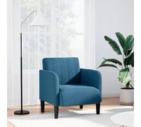 SKTQYQO Poltrona Sedia con Braccioli Blu 54 cm in Velluto Morbido per Soggiorno e Studio, Struttura Compensato Stabile con Schiuma e Molle per Seduta di Supporto, Design Accattivante