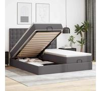 SKTQYQO Pouf Letto con Materassi e LED Grigio Struttura letto per camere da letto Adatto per hotel e studi 180x200cm Similpelle