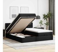 SKTQYQO Pouf Letto con Materassi e LED Nero Letto Multifunzionale Adatto per hotel e studi 180x200cm Similpelle