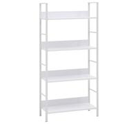 SKTQYQO Scaffale Libri 4 Ripiani Bianco 60x27,6x124,5 cm in Legno Multistrato e Acciaio Robusto per Soggiorno o Veranda, Libreria Multiuso con Design Industriale e Ampio Spazio