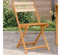 SKTQYQO Sedia Bistrò in Legno Massello di Acacia e Corda, 2 Pezzi, Colore Beige, per Esterno e Interno, Design Pieghevole e Resistente alle Intemperie Questo titolo (140 caratteri)