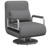 SKTQYQO Sedia Girevole e Divano Letto Grigio Scuro in Tessuto Convertibile con Cuscino e Schienale Regolabile per Soggiorno e Studio, Poltrona Reclinabile Multifunzionale e Chaise