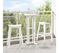 SKTQYQO Set Bar da Giardino 3 Pezzi Bianco HDPE, Tavolo Bar 55x55x107 cm e 2 Sgabelli, Mobili da Esterno Resistenti alle Intemperie con Design a Doghe Elegante per Balcone Patio