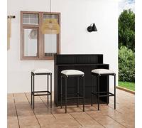 SKTQYQO Set Bar da Giardino 4 pz con Cuscini Nero Set da balcone Set per esterni Adatto per cortili e terrazze