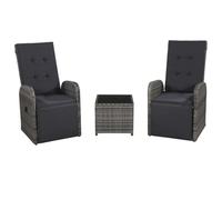 SKTQYQO Set da Bistrot 3 pz con Cuscini in Polyrattan Grigio Set da patio Mobili da terrazza Adatto per giardini