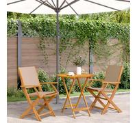 SKTQYQO Set da Bistrot 3pz Tortora in Tessuto e Legno Massello Mobili da terrazza Set per esterni Adatto per balconi