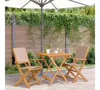 SKTQYQO Set da Bistrot 3pz Tortora in Tessuto e Legno Massello Set da patio Mobili da terrazza Adatto per balconi