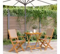 SKTQYQO Set da Bistrot 3pz Tortora in Tessuto e Legno Massello Set per esterni Mobili da terrazza Adatto per balconi