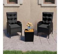 SKTQYQO Set da Bistrot per Giardino 3 pz in Polyrattan e Acacia Nero Mobili da terrazza Set per esterni cortili e terrazze