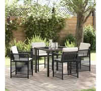 SKTQYQO Set da Pranzo da Giardino 5 Pezzi con Tavolo e 4 Sedie Polirattan Grigio Cuscini Morbidi per Esterno Set da Pranzo da Giardino 5 Pezzi in Polirattan Sintetico Grigio con 4