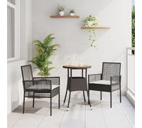 SKTQYQO Set da Pranzo da Giardino 5 Pezzi in Polyrattan Nero con Tavolo Rotondo e 4 Sedie Comode Cuscini Spessi Rimovibili per Esterni Durevole e Moderno Il set da pranzo da giardino