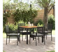 SKTQYQO Set da Pranzo da Giardino 7 Pezzi con Tavolo Rettangolare e Sei Sedie con Cuscini Neri in Polyrattan Sintetico Resistente UV per Esterni Moderno e Durevole Il titolo generato