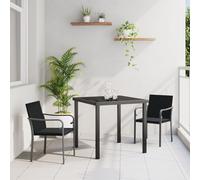 SKTQYQO Set da Pranzo da Giardino in Polyrattan Nero con 3 Pezzi e Cuscini, Mobili da Esterno per Terrazza e Patio, Sedie Relax con Struttura Durevole e Comfort Ottimale per Spazi