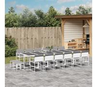 SKTQYQO Set da Pranzo da Giardino Set per esterni Mobili da terrazza Adatto per cortili e terrazze 17 pz con Cuscini Bianco in Textilene