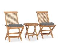 SKTQYQO Set da Pranzo Giardino Pieghevole 3 pz Cuscino Massello di Teak Mobili da terrazza Set per esterni Adatto per balconi