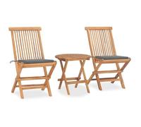 SKTQYQO Set da Pranzo Giardino Pieghevole 3 pz Cuscino Massello di Teak Set da balcone Set per esterni Adatto per balconi