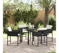 SKTQYQO Set da Pranzo per Giardino da 5 Pezzi con Cuscini Nero Rattan PE Tavolo Rettangolare e Sedie Pieghevoli per Esterno Resistente ai Raggi UV e Lavabile **Analisi dei requisiti