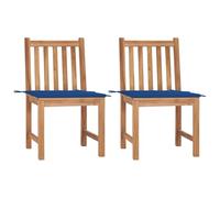 SKTQYQO Set di 2 Sedie da Esterno in Legno di Teak Massello con Cuscini Blu Reale, Mobili da Giardino e Patio Durevoli per Relax all'Aperto, Finitura a Base d'Acqua, Facile