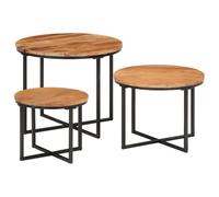 SKTQYQO Set di 3 Tavolini Impilabili in Legno di Acacia Massello per Soggiorno, Design Multifunzione con Piano Resistente, Ideale per Spazi Limitati, Finitura Naturale