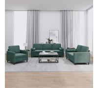 SKTQYQO Set di Divani 3 pz in Velluto Verde Scuro con 4 Cuscini a Rullo e 6 Cuscini Schienale, Struttura Robusta in Compensato e Metallo, Imbottitura in Gommapiuma per Massimo