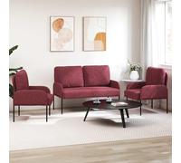SKTQYQO Set Divani 3 Pezzi Rosso Vino 115 x 56 x 80 cm