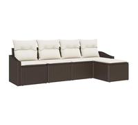 SKTQYQO Set Divani con Cuscino 5 Pezzi Marrone Crema Polyrattan
