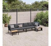 SKTQYQO Set Divani da Giardino 4 pz con Cuscini in Alluminio Nero Set di mobili da esterno multifunzionali Set da balcone Adatto per cortili e terrazze