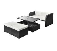 SKTQYQO Set Divani da Giardino 4 pz con Cuscini in Polyrattan Nero Mobili da terrazza Set per esterni Adatto per giardini