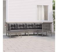 SKTQYQO Set Divani da Giardino 6 pz con Cuscini in Polyrattan Grigio Set da balcone Set da giardino per relax all'aperto Adatto per balconi