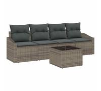SKTQYQO Set Divani Giardino 5 Pezzi Grigio Polyrattan | Con Cuscino Incluso, Elegante Moderno, Per Esterno, Salotto Funzionale