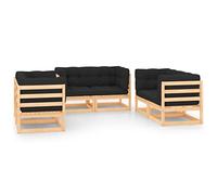 SKTQYQO Set Divani Giardino 6 pz con Cuscini in Legno Massello di Pino Set per esterni Mobili da terrazza Adatto per balconi