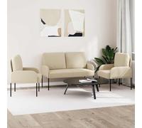 SKTQYQO Set Divano 3 Pezzi Crema 115x56x80 cm Legno Compensato