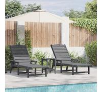 SKTQYQO Set Lounge da Giardino 3 Pezzi Grigio Chiaro HDPE con Lettino Regolabile e Tavolo Laterale, Polietilene Ad Alta Densità per Esterno, Design a Doghe e Schienale