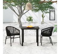SKTQYQO Set Mobili da Pranzo per Giardino 3 pz Nero Set da balcone Arredo da giardino Adatto per balconi