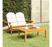 SKTQYQO Set Salotto da Giardino 2 Pezzi in Legno Massello di Acacia Stile Adirondack con Cuscini e Tavolino Pieghevole per Esterni Godetevi il vostro tempo libero con questo set