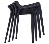 SKTQYQO Sgabelli Impilabili 4 Pezzi Nero Plastica
